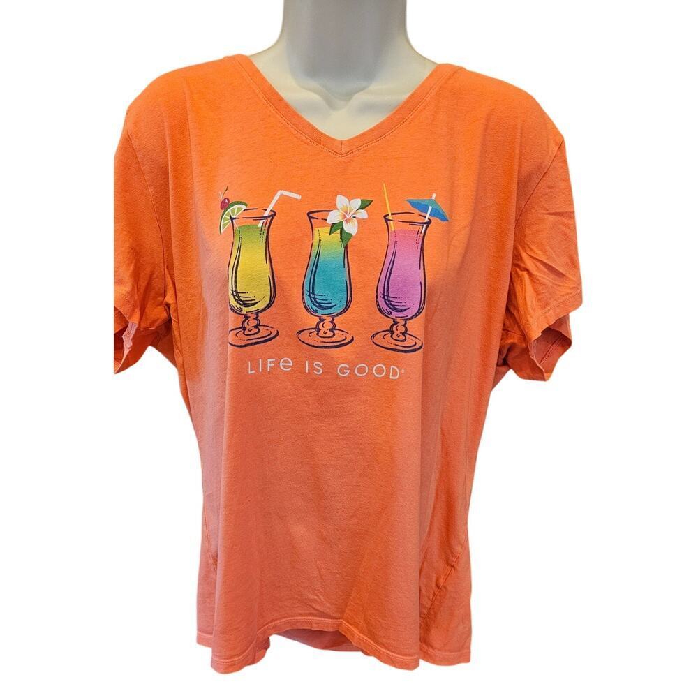 3 Cocktails Short Sleeve v neck crusher lite EUC XL relax LIG vacation top
